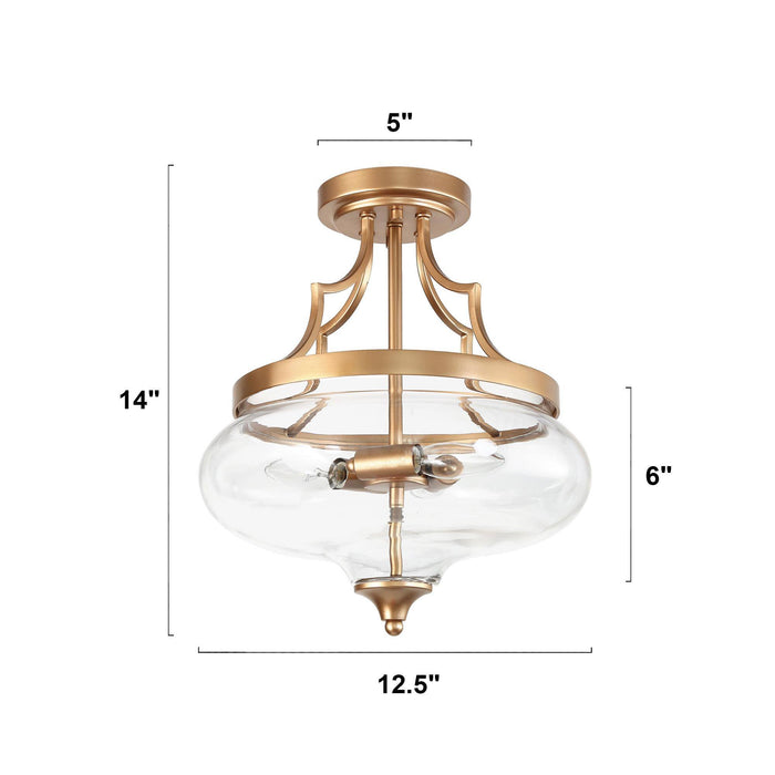 Loravine 3-Light Gold Bowl Semi-Flush Mounts
