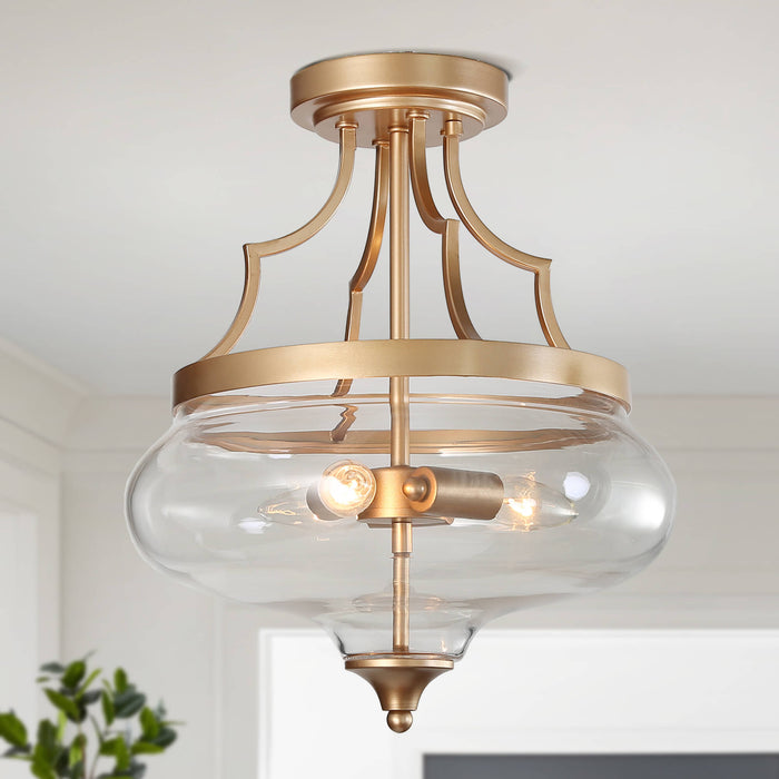 Loravine 3-Light Gold Bowl Semi-Flush Mounts