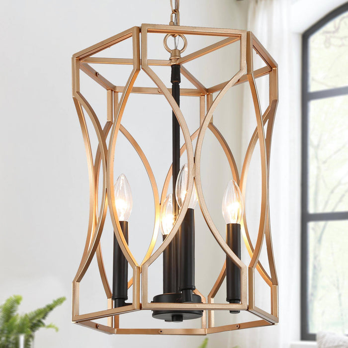 Kumay 4-Light Black and Gold Chandelier