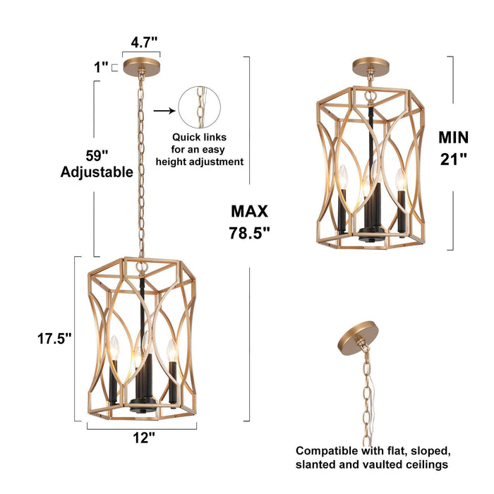 Kumay 4-Light Black and Gold Chandelier