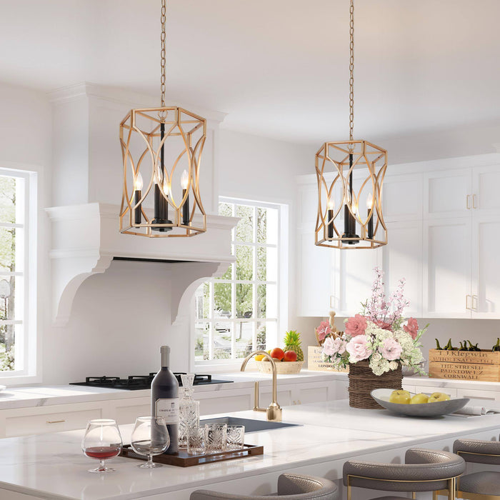 Kumay 4-Light Black and Gold Chandelier