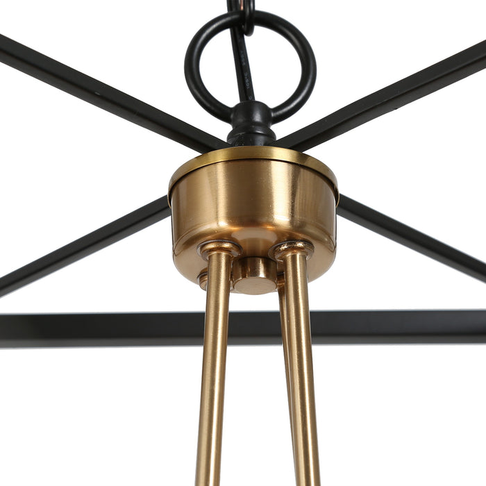 Gieoneo 4-Light Black And Brass Square Chandelier