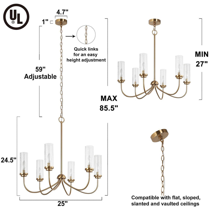 Orilin 6-Light Brass Chandelier