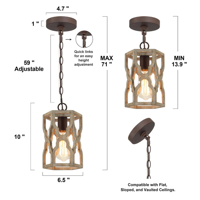 Hiporin 1-Light Wood Cylinder Pendant Light
