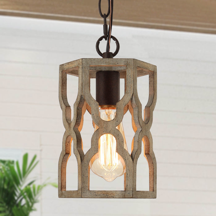 Hiporin 1-Light Wood Cylinder Pendant Light