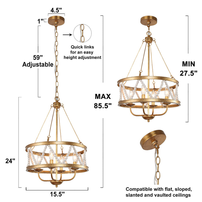 Jerelle 4-Light Gold Chandelier