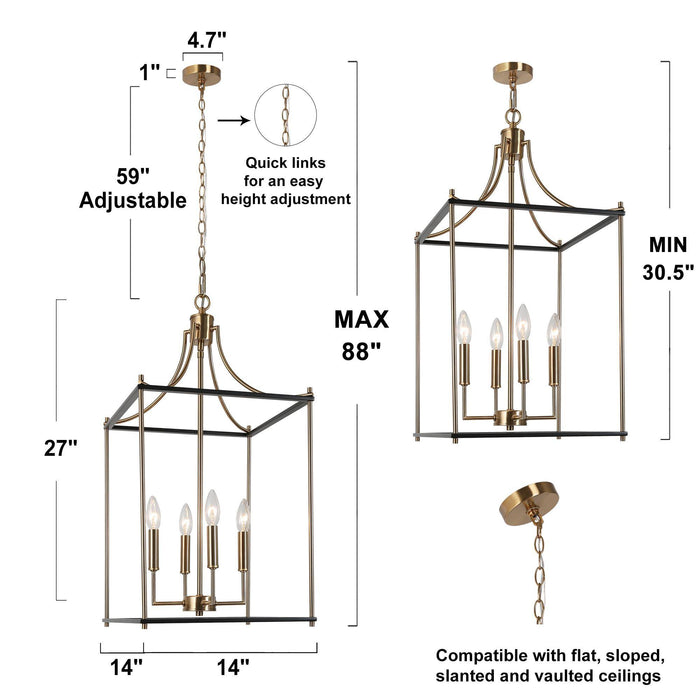 Calytra 4-Light Black and Gold Chandelier