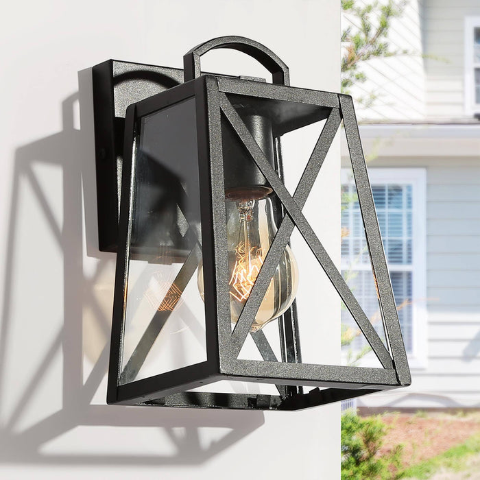 Tebelle 1-Light Black Clear Glass Outdoor Wall Light
