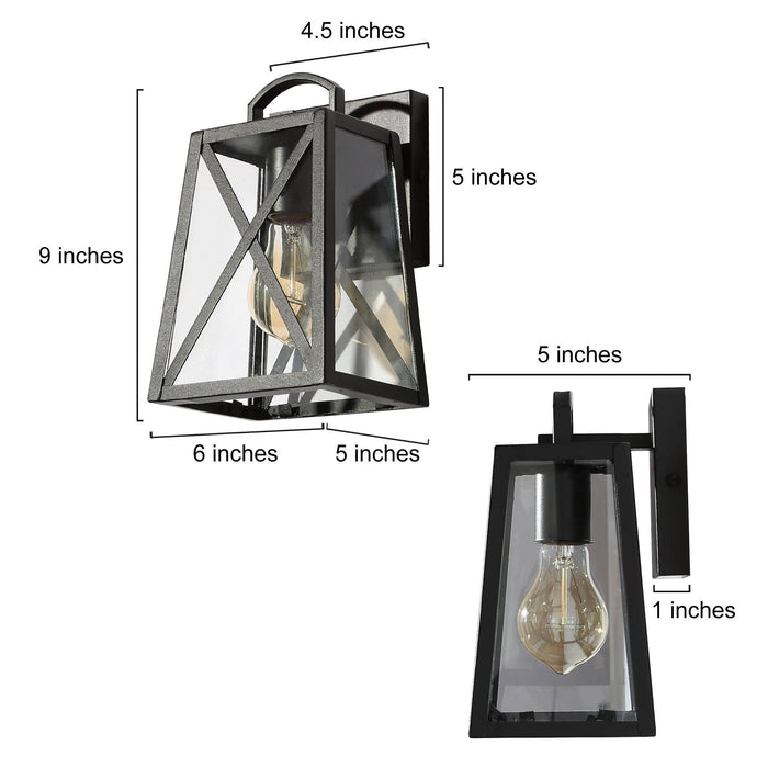 Tebelle 1-Light Black Clear Glass Outdoor Wall Light