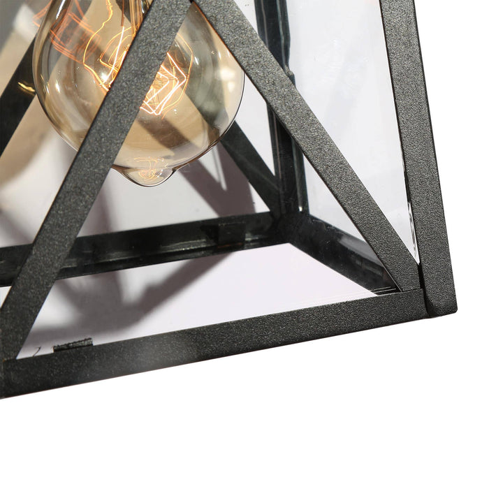 Tebelle 1-Light Black Clear Glass Outdoor Wall Light
