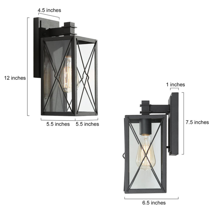 Atvorid 1-Light Black Outdoor Wall Light