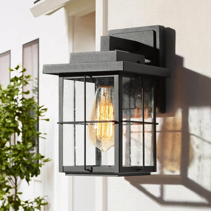 Biosera 1-Light Black Glass Square Outdoor Wall Light