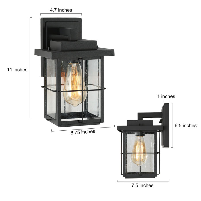 Biosera 1-Light Black Glass Square Outdoor Wall Light