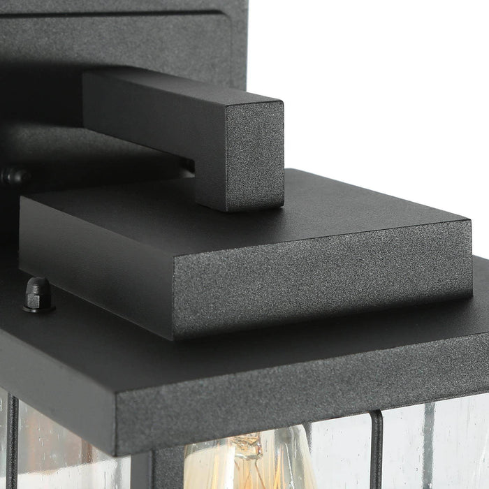Biosera 1-Light Black Glass Square Outdoor Wall Light