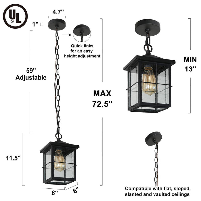 Biosera 1-Light Black Outdoor Pendant Light