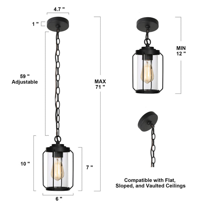 Bovenel 1-Light Black Outdoor Pendant Light