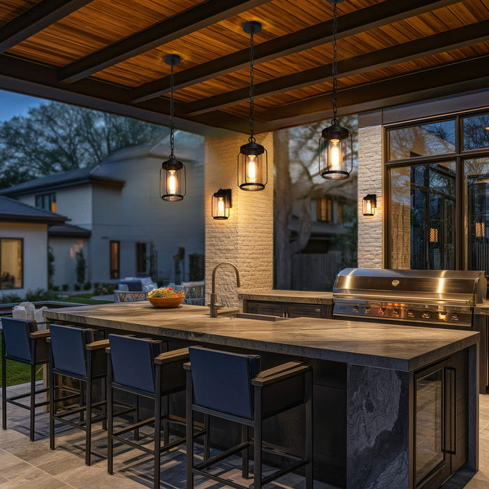 Bovenel 1-Light Black Outdoor Pendant Light