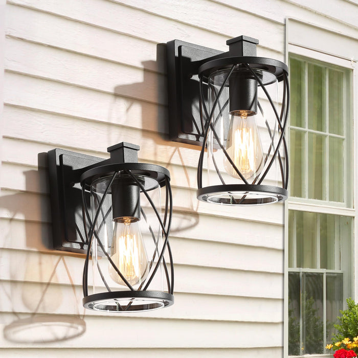 Oliver 1-Light 2-Pack Black Outdoor Wall Lights