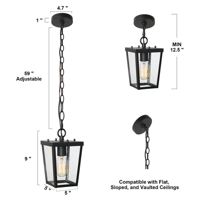 Helmera 1-Light Black Outdoor Pendant Light