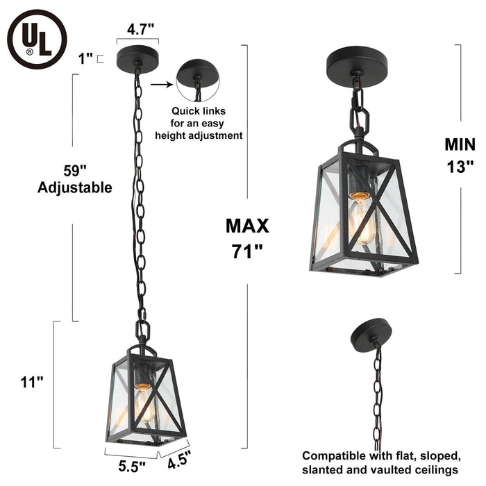 Tebelle 1-Light Black Outdoor Pendant Light