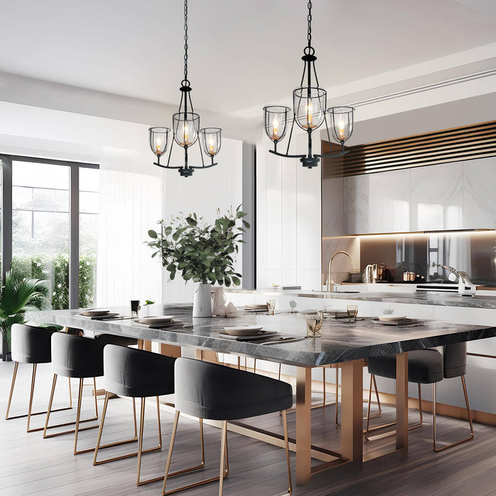 Douglas 3-Light Black And Gold Chandelier