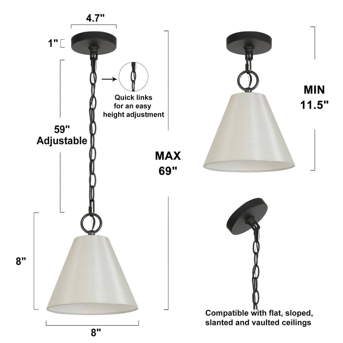 Mitsira 1-Light Black Pendant Light