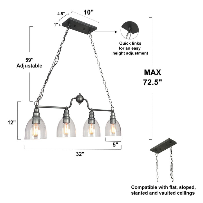 Dstrone 4-Light Black Island Light