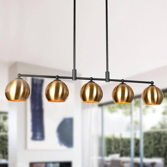 Semeri 5-Light Black and Brass Island Light
