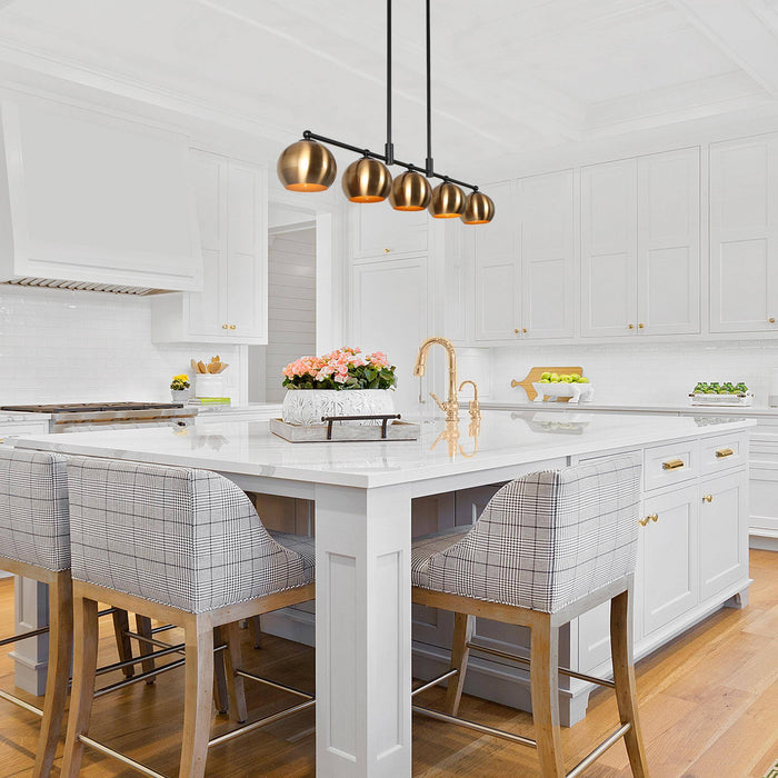 Semeri 5-Light Black and Brass Island Light