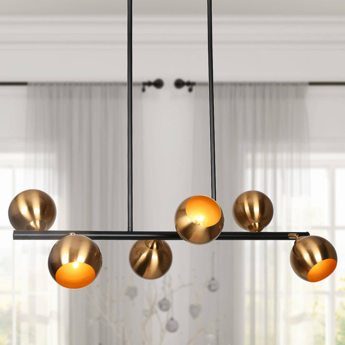 Semeri 6-Light Black and Brass Island Light