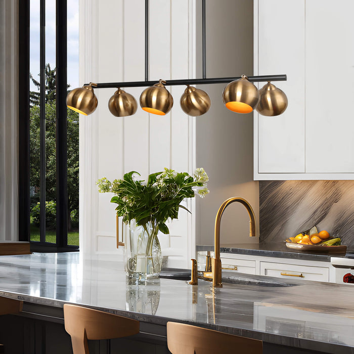 Semeri 6-Light Black and Brass Island Light