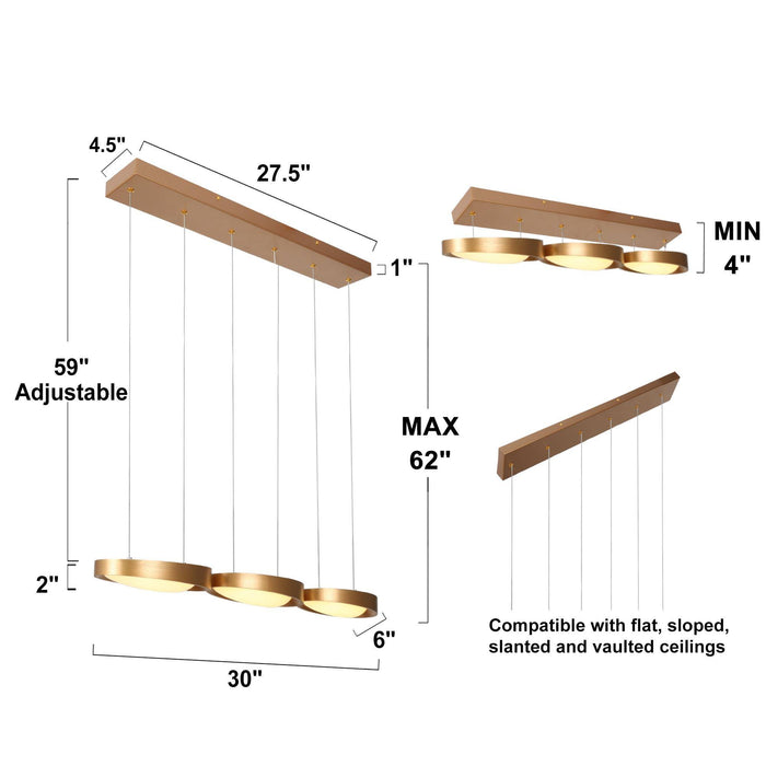 Tabrel 3-Light LED Gold Island Light