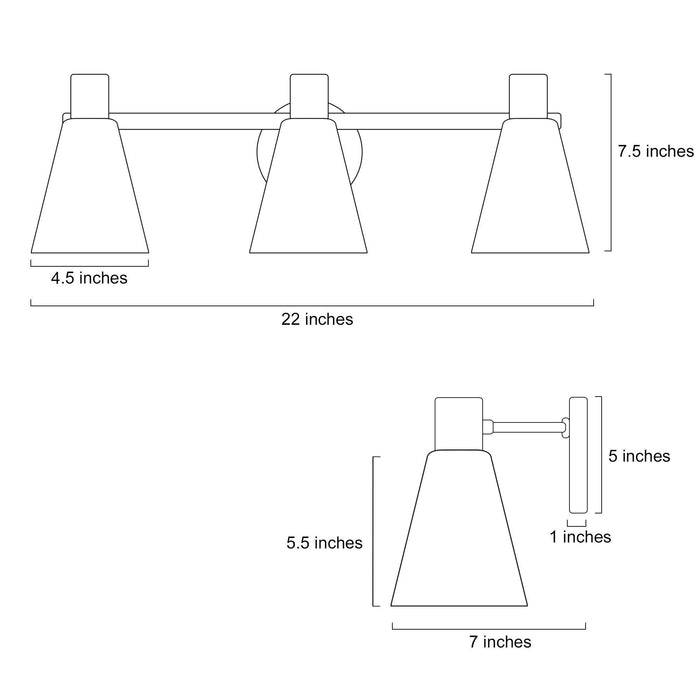 Laften 3-Light Gold Bathroom Vanity Light