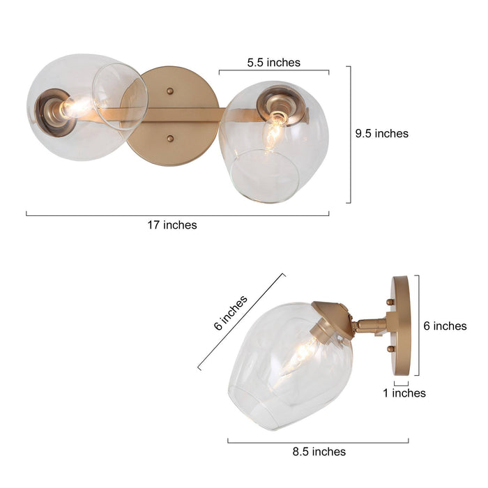 Isidore 2-Light Gold Bathroom Vanity Light