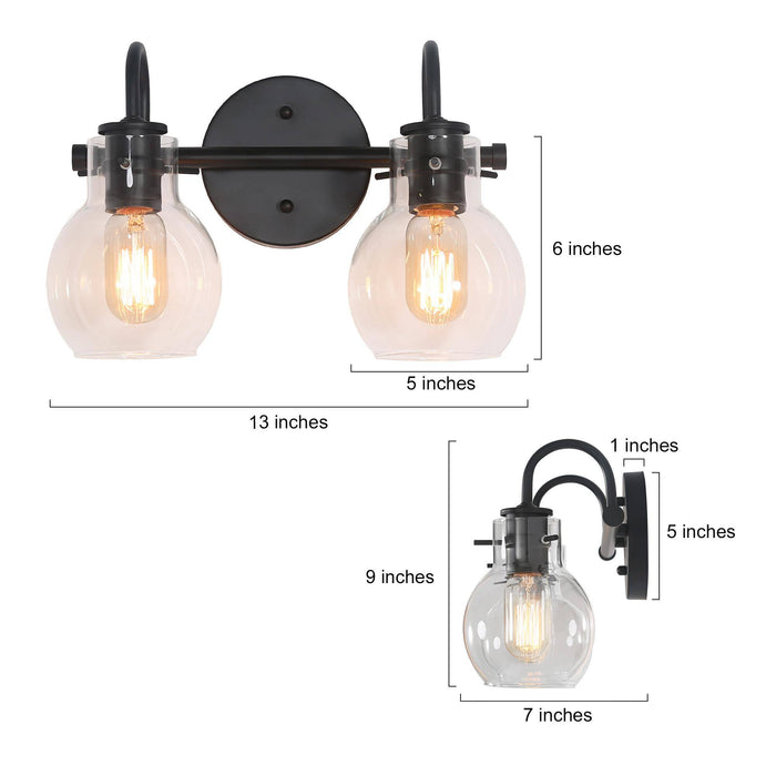 Oliver 2-Light Black Outdoor Wall Lights