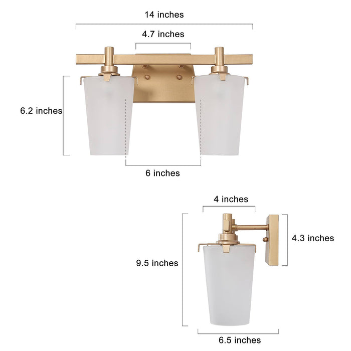 Baurele 2-Light Black Bathroom Vanity Light