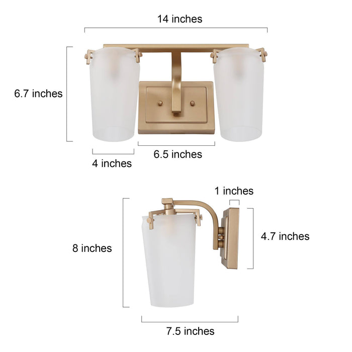 Gormea 2-Light Gold Bathroom Vanity Light