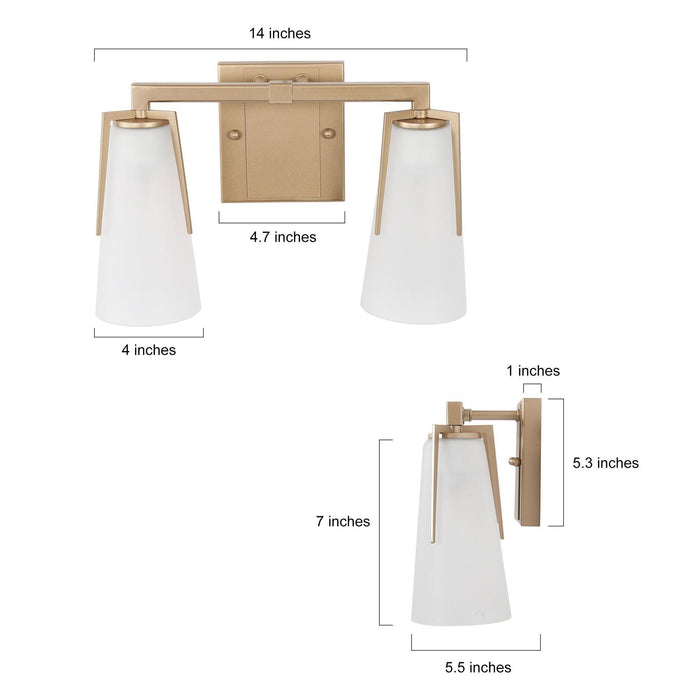 Xylina 2-Light Gold Bathroom Vanity Light
