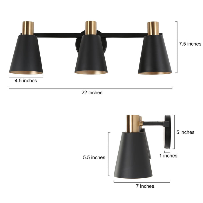 Sorlen 3-Light Gold Bathroom Vanity Light