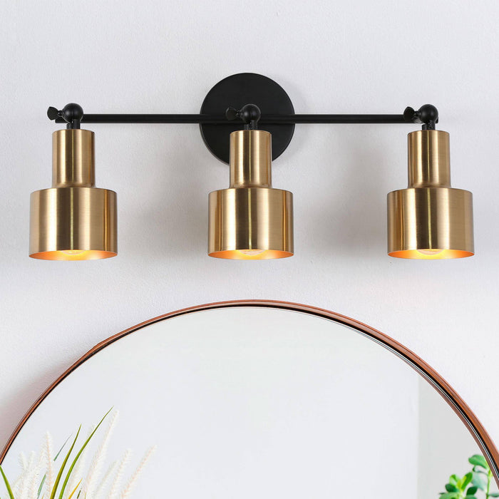 Qiriel 3-Light Black and Brass Bathroom Vanity Light