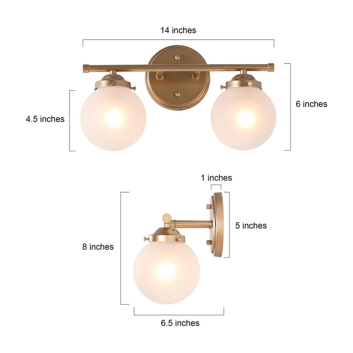 Lacorin 2-Light White And Gold Vanity Light