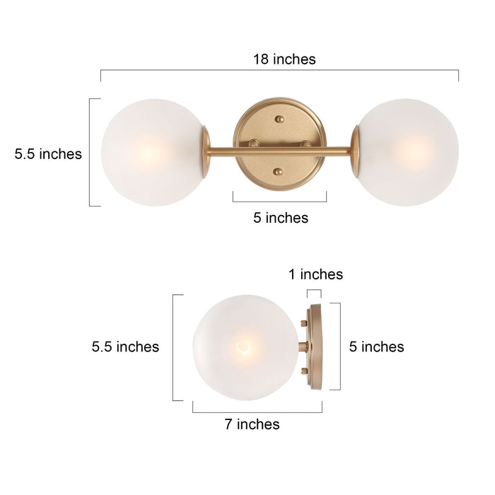Trigora 2-Light White And Gold Vanity Light