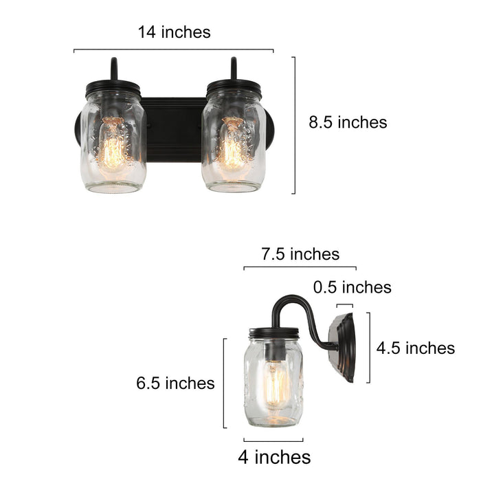 Magdiel 2-Light Bronze Bathroom Vanity Light