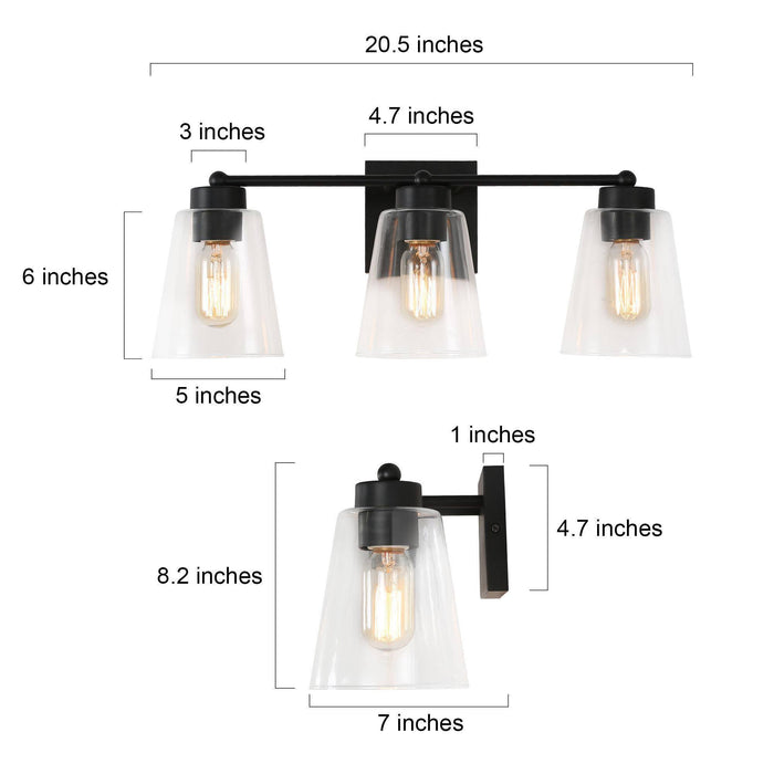 Zyrelis 3-Light Black Bathroom Vanity Lights
