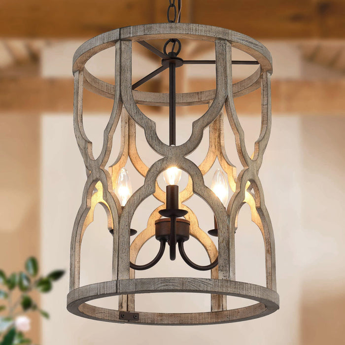 Hiporin 3-Light Wood Chandelier