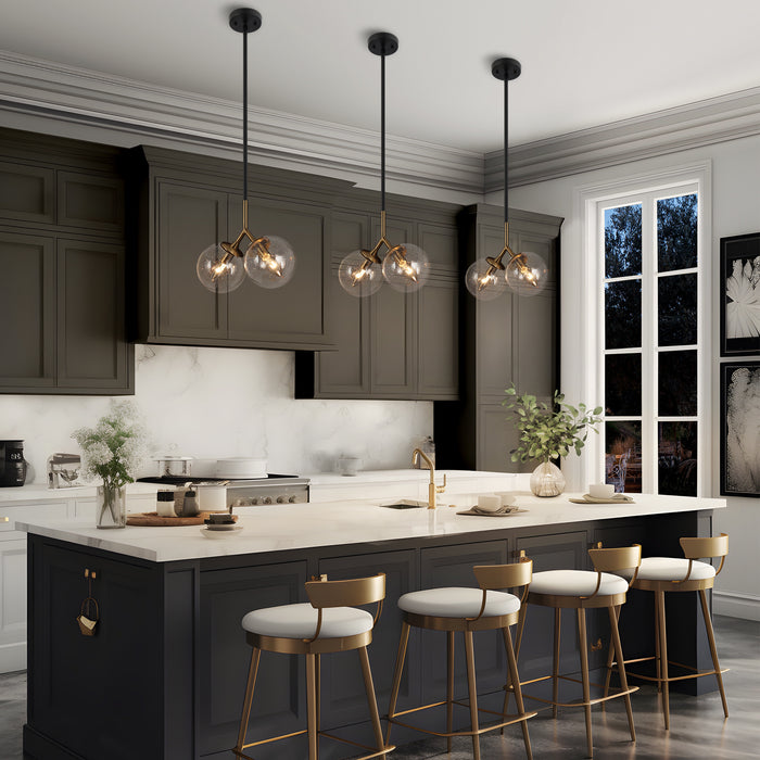 Calmire 2-Light Black and Brass Chandelier