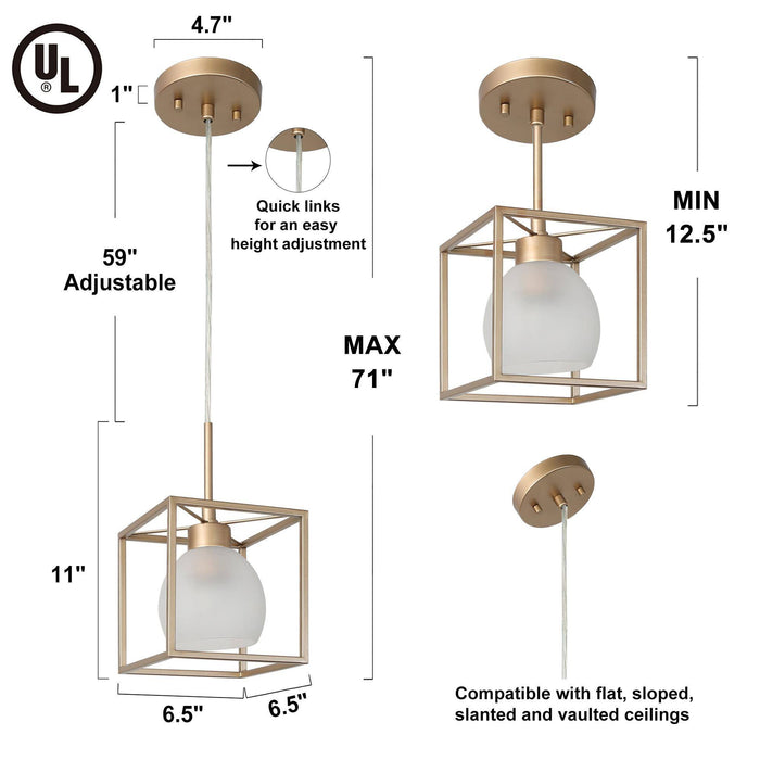 Lorielis 1-Light Black and Brass Pendant Light