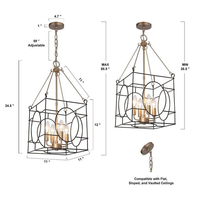 Zarelle 4-Light Gold Chandelier