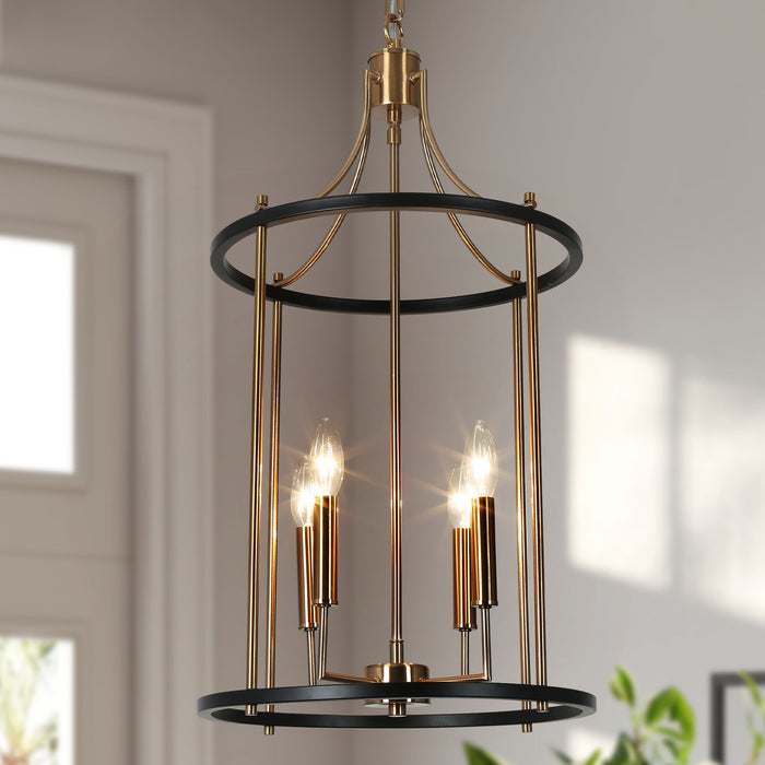 Calyma 4-Light Black and Brass Chandelier