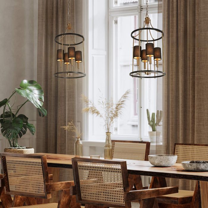 Calyma 4-Light Black and Brass Chandelier